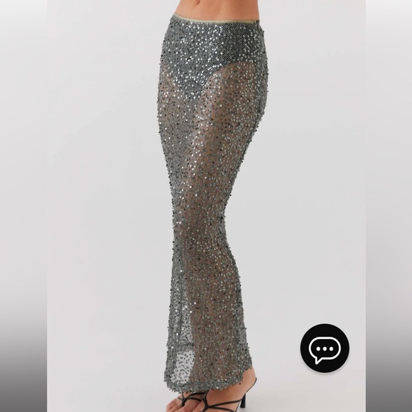 Love Me Harder Sequin Maxi Skirt - Olive Dusk - Picture 6 of 9